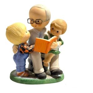 Enesco 1985 Grandpa and Grandkids Figurine, RARE, Country Cousins Kids